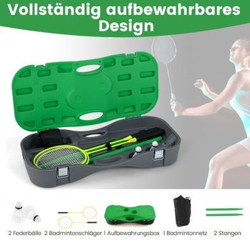 Soporte De Red De Bádminton Juego De Volante Portátil Con Raquetas Juego Completo De Bádminton Verde
