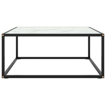 Mesa De Centro 80x80x35 Cm Vidrio Y Acero Con Recubrimiento En Polvo - Blanco