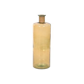 Jarron Cristal Reciclado Cuerda 25x25x75 Amarillo