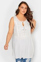 yours top peplum blanco sin mangas cuerpo bordado mujer curvy y tallas grandes yours