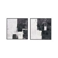 conjunto de 2 lienzos decorativos hechos a mano cuadros con formas abstractas de materiales sinteticos marco de madera de pino negro cashel
