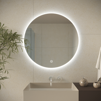 Espejo De Baño Con Iluminación Led 60 Cm Redondo, Regulable, Lomazoo Essentials