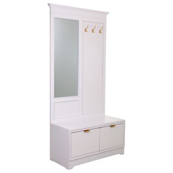 Consola de madera 2 cajones con espejo