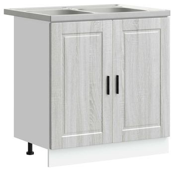 Mueble Bajo Para Fregadero Con Almacenamiento Porto 2 Piezas Gris
