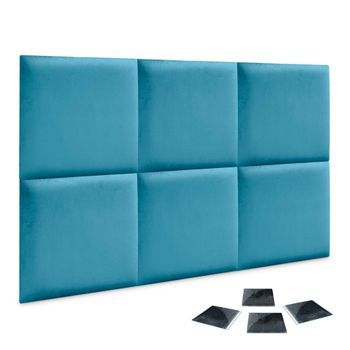 Dhome Juego De 6 Paneles Tapizados De Terciopelo Premium Pack Autoadhesivos Para Pared Acústicos Absorbentes Protección Impacto (celeste, 60x60cm,x6)