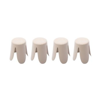 Taburetes apilable de borreguito texturizado, set de 4, beige