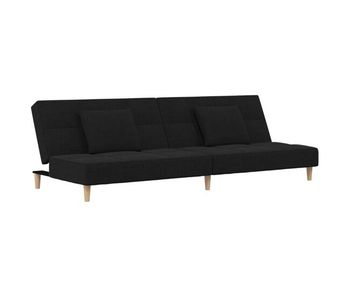 Sofá cama - sofá convertible de 2 plazas con dos almohadas tela negro