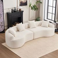 sofa modular curvo de 4 plazas - mueble de salon - chenilla - blanco 275x115x63cm