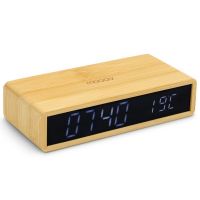 mooov 477348 despertador de bambu con pantalla led negra y temperatura interior