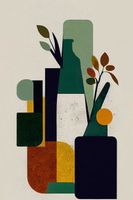 cuadro botella y planta impresion sobre lienzo 60x90cm