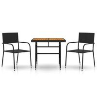 juego de comedor de jardin 3 piezas  mueble de jardin ratan sintetico negro