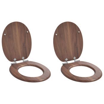 Asiento De Inodoro De Cierre Suave 2 Uds. Marrón 44 X 38 Cm Vidaxl