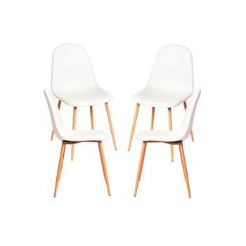 Pack 4 Sillas Teok Polipiel De Polipiel 84*39*42 Cm - Blanco