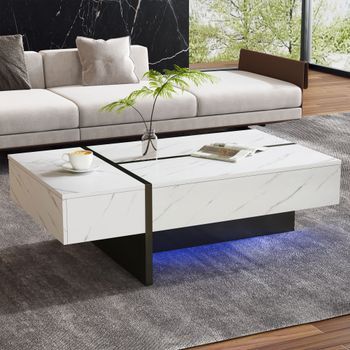 Mesa De Centro - Mueble De Salón - Tablero De Partículas - Blanco (105x60x35cm)
