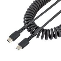 StarTech.com Cable de 50cm de Carga USB C a USB C, Cable USB Tipo C Rizado de Carga RÃ¡pida y Servicio Pesado, Cable USB 2.0 USBC, de Fibra de Aramida Resistente, Negro