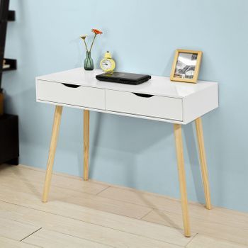 Mesa De Escritorio Con 2 Cajones Blanco L90xh77cm