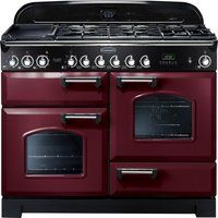rangemaster classic deluxe 110 dual fuel range cooker - cranberry  chrome cranberry