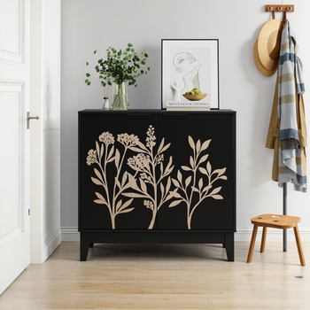 Aparador Buffet Con 2 Puertas - Mueble De Almacenamiento - Mdf - Negro (80x38x76cm)