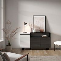 aparador efecto madera blanco y negro 150x35x87cm con patas
