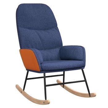 Silla Mecedora De Tela Azul Vidaxl