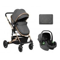 carrito de bebe kikkaboo 3 en 1 asiento transf amaia gris oscuro