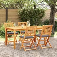 sillas de jardin plegables con cojin gris de 4 piezas en madera maciza de acacia v7050 unico  gris