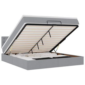 Cama Otomana Con Colchón Y Led Tela Gris Claro 180x200cm Vidaxl