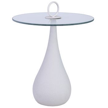 Mesa Auxiliar De Metal Y Cristal 40x40x42.5/51h Cm Blanco