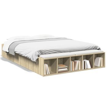 Cama Matrimonial | Cama Para Adultos | Estructura De Cama Madera De Ingeniería Roble Sonoma 120x190 Cm