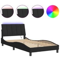 cama para adulto  cama individual  estructura de cama con luces led terciopelo negro 100x200 cm
