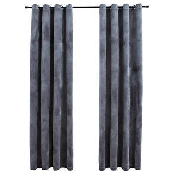 2 Piezas Cortinas Opacas | Cortinas Oscurantes Anillas Terciopelo Antracita 140x245 Cm