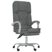 silla de oficina reclinable con masaje de tela gris oscuro vidaxl