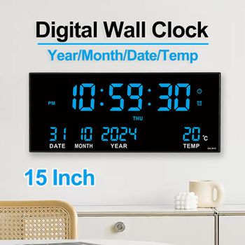 Reloj de pared grande Digital alarma temperatura fecha calendario pantalla 8 juegos de relojes despertadores 14 ''reloj LED electrónico enchufable uso