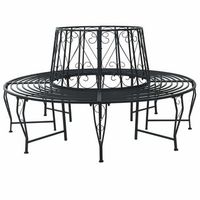 banco de arbol o 160 x 89 cm acero negro redondo vidaxl