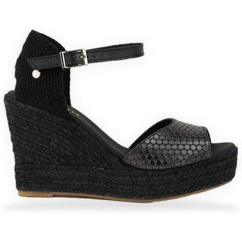 La Valeta Alpargatas Vera Peep Toe Negro para mujer