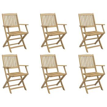 Pack 6 Uds Sillas Jardín | Silla De Exterior | Sillón Plegables Madera Maciza Acacia 54,5x58x90cm