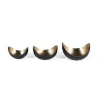 set de tres cuencos decorativos fabricados en metal dorado