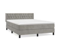 cama box spring con colchon terciopelo gris claro 140x190 cm diseno de botones