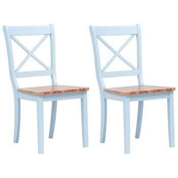 Sillas Comedor 2 Uds Madera Maciza Caucho Gris Y Madera Claro Vidaxl