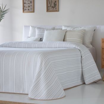 Colcha Jacquard Bruma. Colcha Cama 90 Cm - 180x270 Cm. - Beige