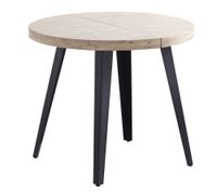 mesa de comedor extensible de roble claro y patas negras d80
