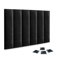 dhome juego de 6 paneles tapizados de terciopelo premium pack autoadhesivos para pared acusticos absorbentes proteccion impactos negro 60x20cm x6