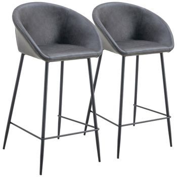 Juego de 2 taburetes de bar polipiel gris oscuro