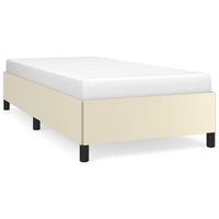 cama individual  cama de adulto  estructura de cama sin colchon cuero sintetico crema 100x200 cm