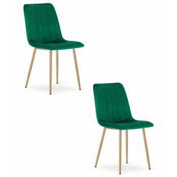 Set De 2 Silla De Comedor Tela De Terciopelo Valora Jewa Asiento De Terciopelo Verde Oscuro