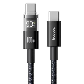 Cable de visualización Baseus 2 PD100W Tipo-C a Tipo-C con pantalla LED,carga rápida,transmisión de datos,núcleo de cobr