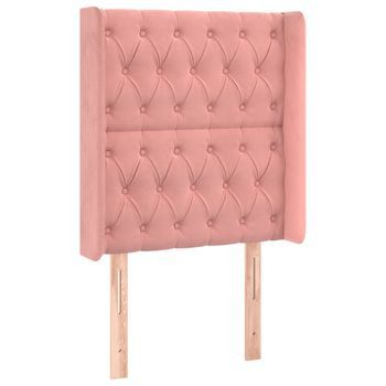 Cabecero，cabecero Cama，panel De Cabecera Con Orejas De Terciopelo Rosa 83x16x118/128 Cm