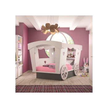 Mathy by Bols Kids Carriage Bed with Storage Drawers - Small Double 120cm - Mathy Cement Grey