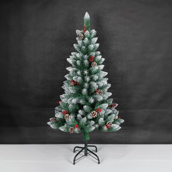 Árbol De Navidad Artificial Efecto Nieve Con Acebo Y Pilas 1,8m 326 Ramas