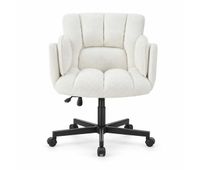 silla de oficina giratoria 60x68 cm - reposabrazos abatibles altura ajustable ruedas 150 kg - beige